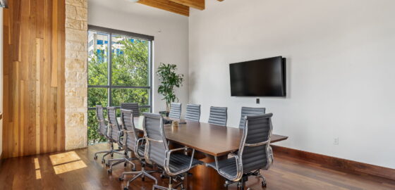 Ample natural lighting in the conference room at 6150 Sherry Lane.